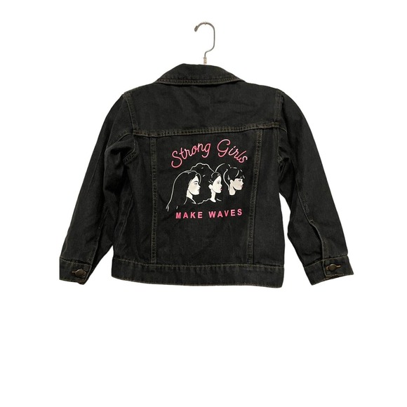 Barbie Dark Indigo Blue Jean Denim Jacket Girls Size‎ 6 6X Pink Button Up Retro - Picture 2 of 3